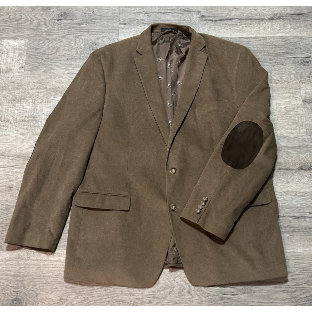 Lauren Ralph Lauren Polo Brown Corduroy Blazer 46L Fox Lined Elbow Patches EUC